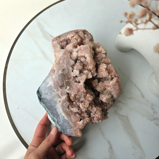 Pink Amethyst Crystal Cluster on Stand XL
