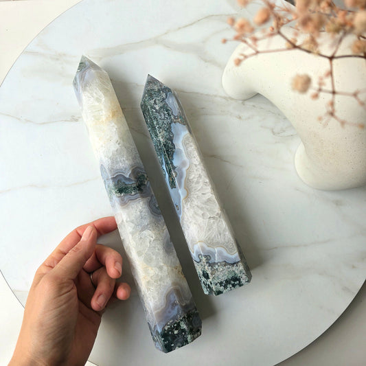 Green Moss Agate Crystal Tower XL High Quality