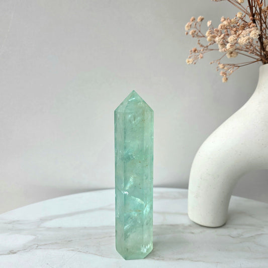 Green Fluorite Crystal Tower Point Obelisk High Quality