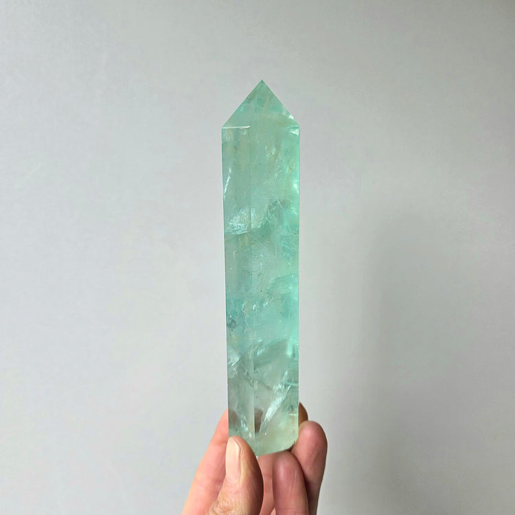 Green Fluorite Crystal Tower Point Obelisk High Quality