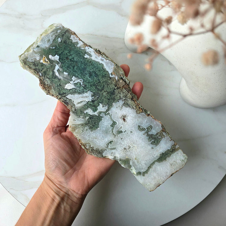 Moss Agate Crystal Slab Slice