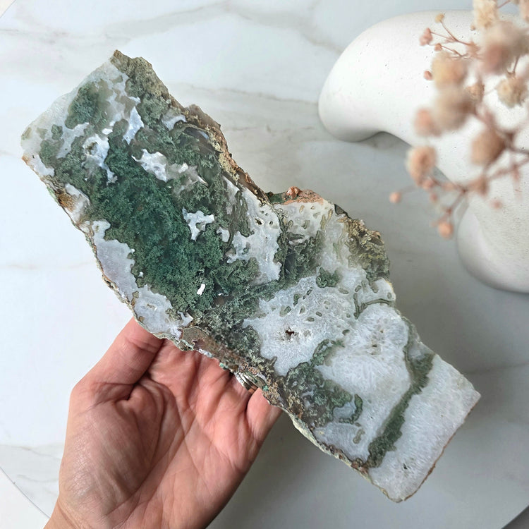 Moss Agate Crystal Slab Slice
