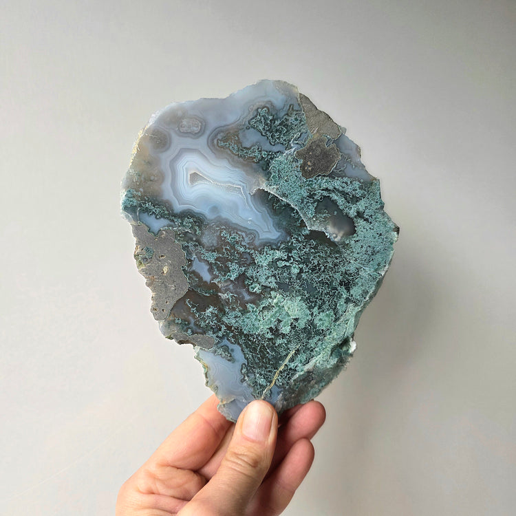 Moss Agate Crystal Slab Slice