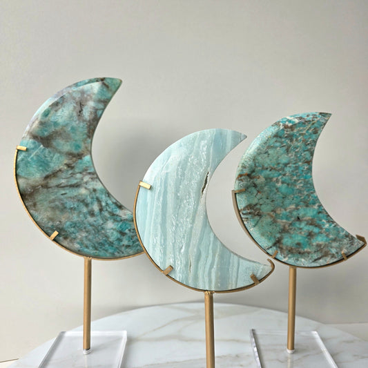 Amazonite Crystal Moon on Stand