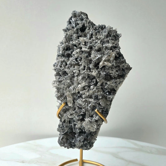 Black Lithium Crystal Quartz Cluster Rare with Stand