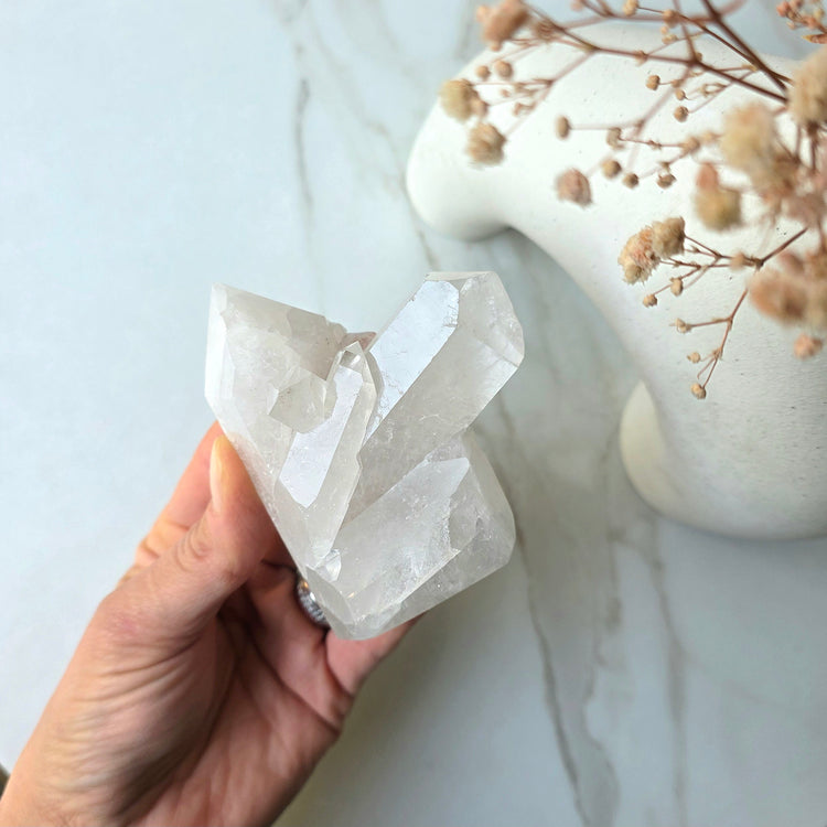 Clear Quartz Crystal Cluster Half Polished Point Tower