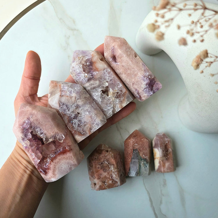 Pink Amethyst Crystal Point Tower