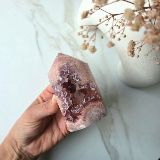 Pink Amethyst Crystal Point Tower