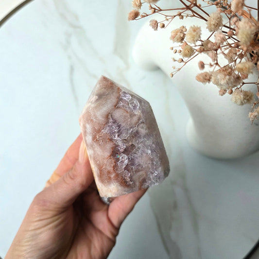 Pink Amethyst Crystal Point Tower