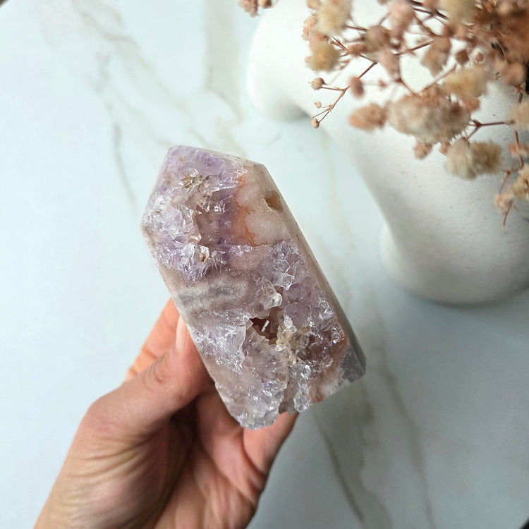 Pink Amethyst Crystal Point Tower