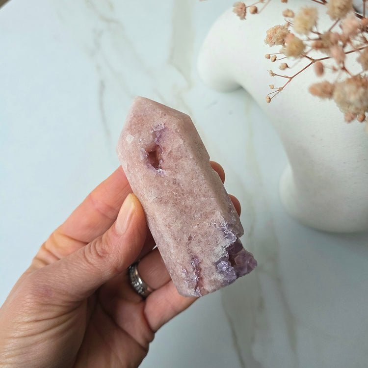 Pink Amethyst Crystal Point Tower