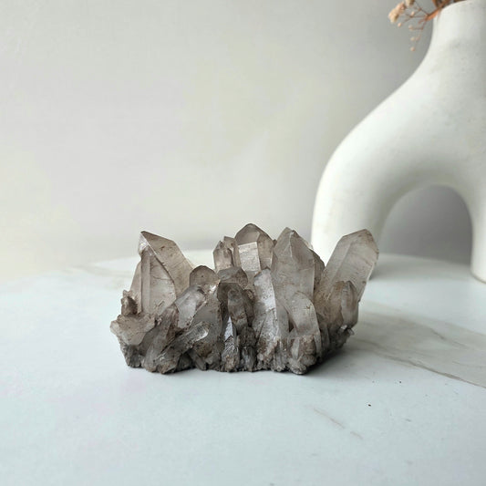 Hemetite in Quartz Crystal Cluster