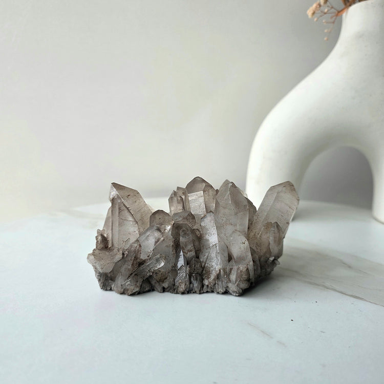 Hemetite in Quartz Crystal Cluster