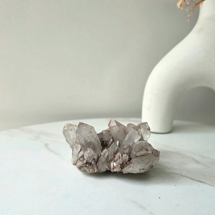 Hemetite in Quartz Crystal Cluster