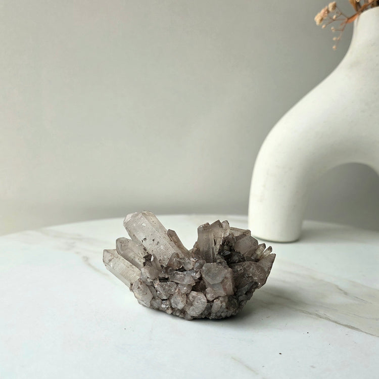 Hemetite in Quartz Crystal Cluster