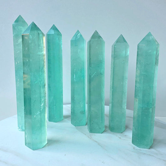 Green Fluorite Crystal Tower Point Obelisk AAA