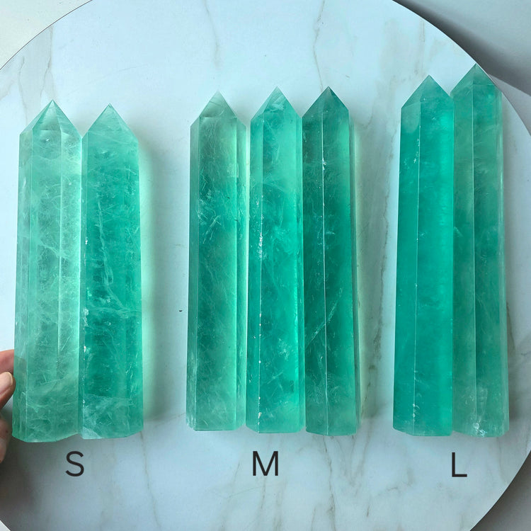 Green Fluorite Crystal Tower Point Obelisk AAA