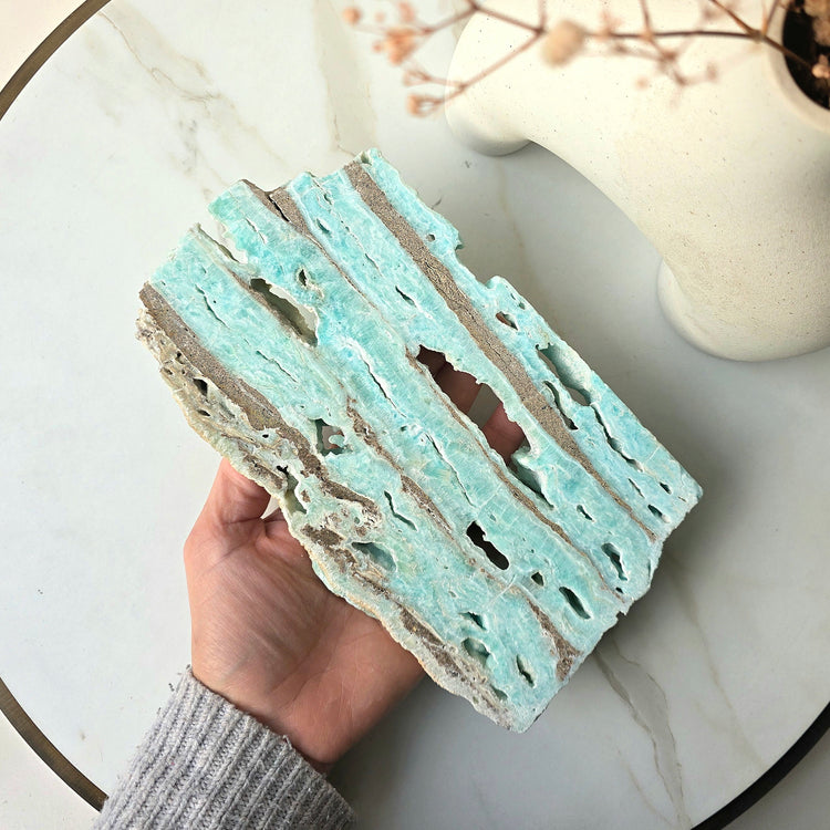 Caribbean Calcite Crystal Slab Slice High Quality
