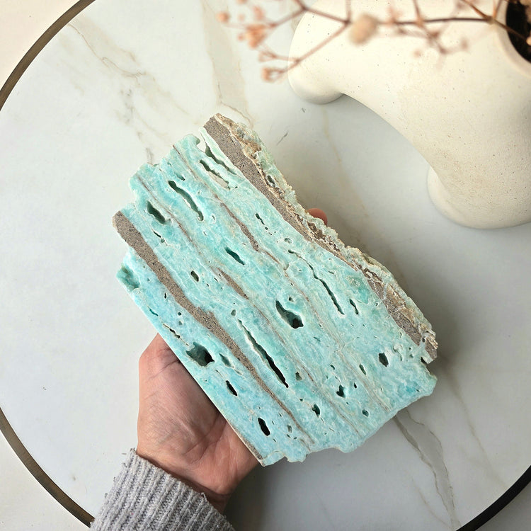 Caribbean Calcite Crystal Slab Slice High Quality