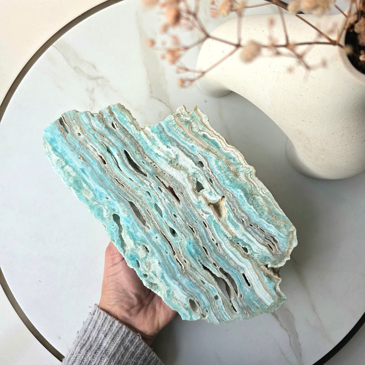 Caribbean Calcite Crystal Slab Slice High Quality