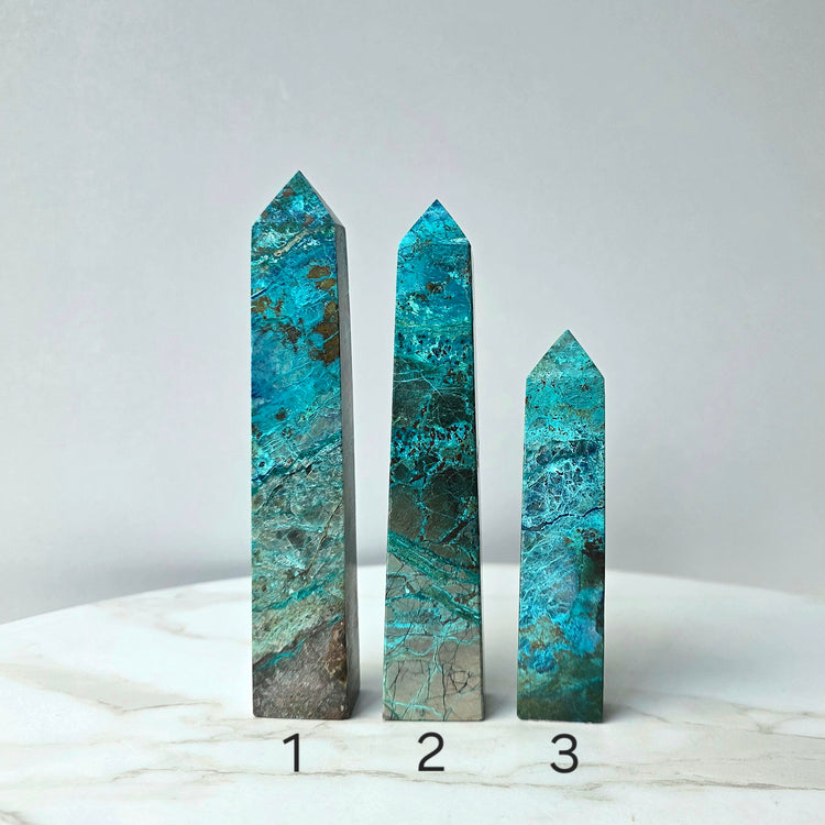 Chrysocolla Crystal Tower Point