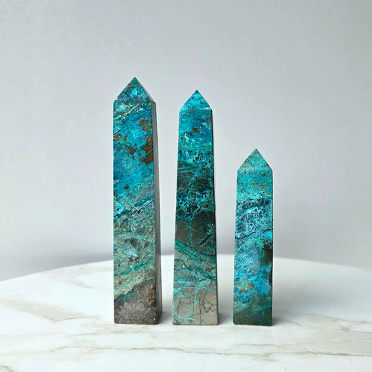 Chrysocolla Crystal Tower Point