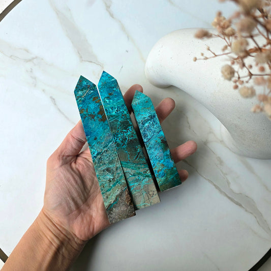 Chrysocolla Crystal Tower Point