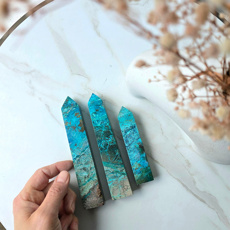 Chrysocolla Crystal Tower Point