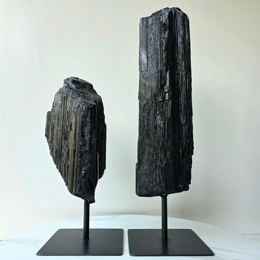 Black Tourmaline Crystal Statement XL on Stand High Quality