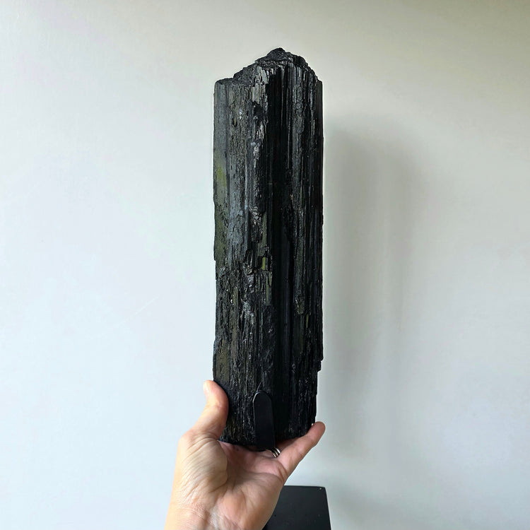 Black Tourmaline Crystal Statement XL on Stand High Quality