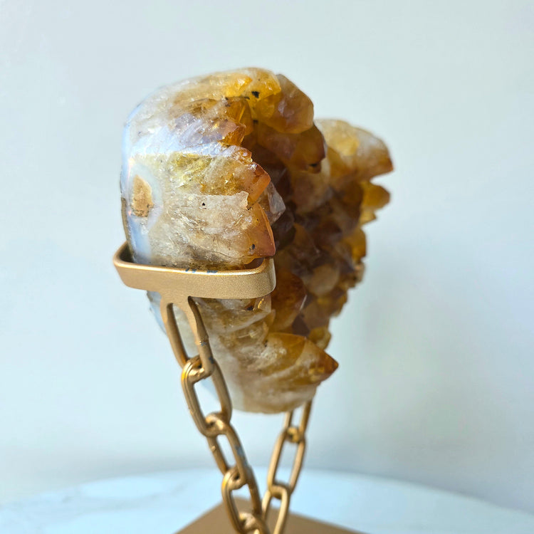 Citrine Crystal Heart on Gold Stand
