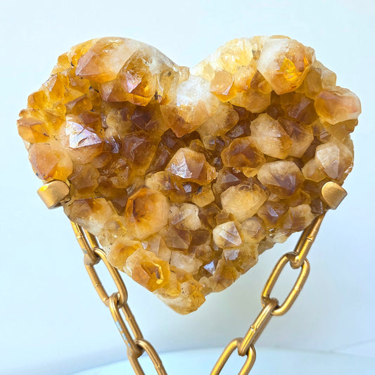 Citrine Crystal Heart on Gold Stand