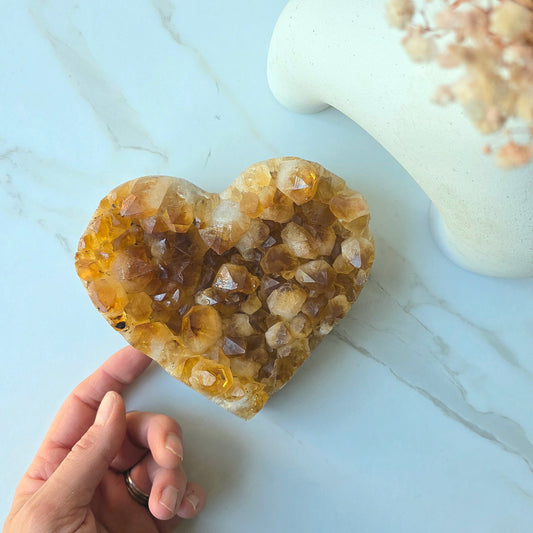 Citrine Crystal Heart on Gold Stand