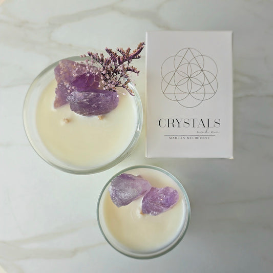 New Amethyst Crystal Candle "Magnetic and Aligned" Black Raspberry