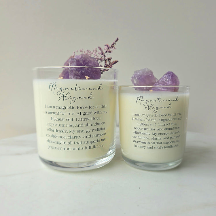 Amethyst Crystal Candle "Magnetic and Aligned" Black Raspberry