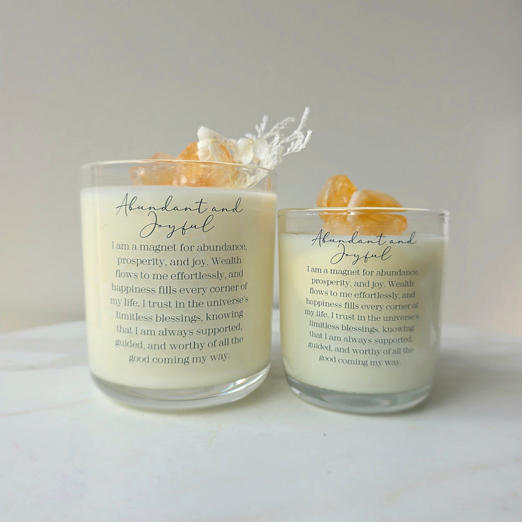 Citrine Crystal Candle "Abundant and Joyful" Pistachio and Caramel