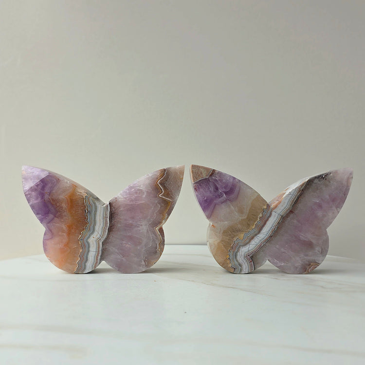 Amethyst Crystal with Lace Agate Butterfly XL