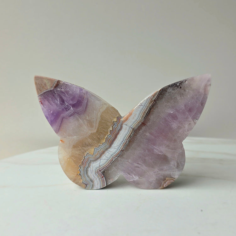 Amethyst Crystal with Lace Agate Butterfly XL