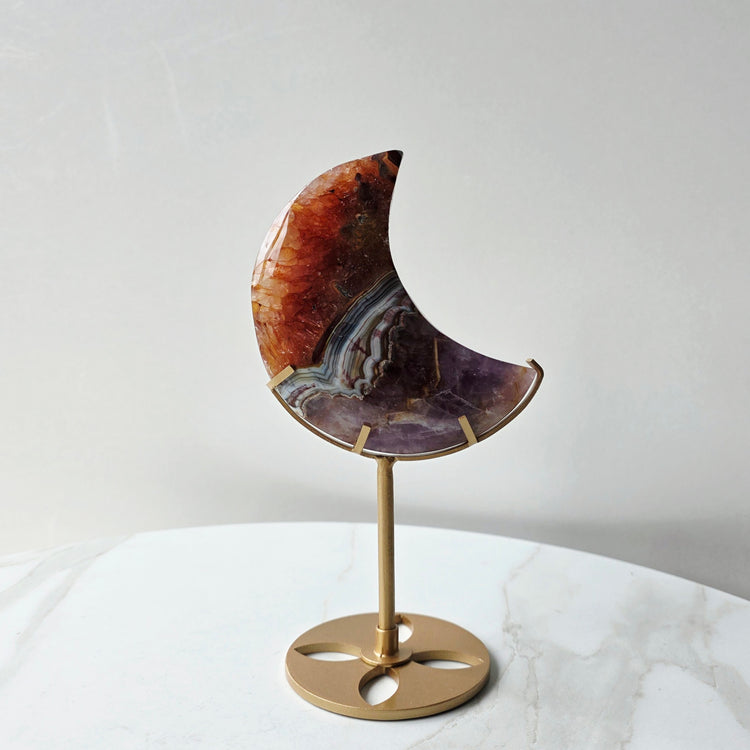 Mexican Lace Agate Crystal with Amethyst Crystal Moon