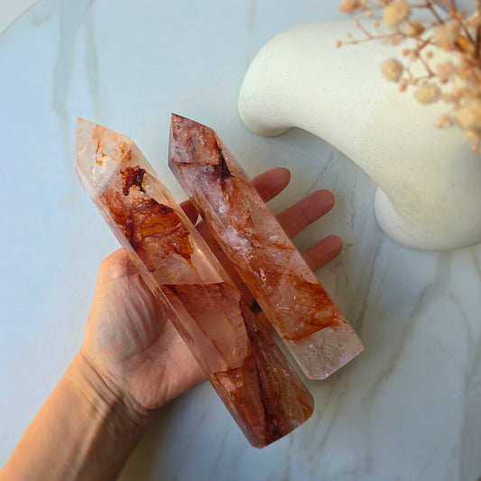 Fire Quartz Hematoid Quartz Crystal Tower