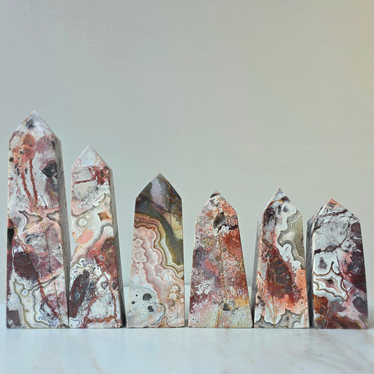 Pink Crazy Lace Agate Crystal Tower Point