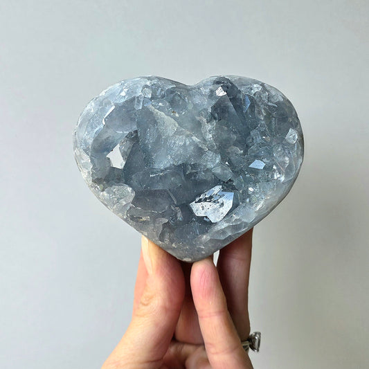 Celestite Crystal Heart on Stand