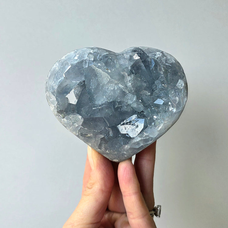 Celestite Crystal Heart on Stand