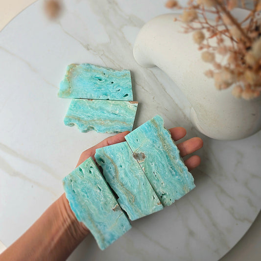 Caribbean Calcite Crystal High Quality Slab Slice Small