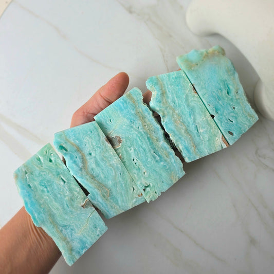 Caribbean Calcite Crystal High Quality Slab Slice Small