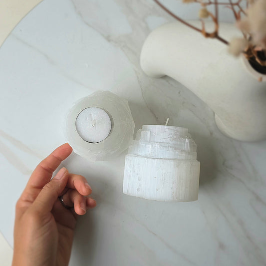 Selenite Crystal Rock Candle