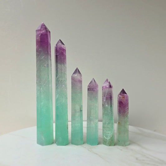 Watermelon Rainbow Fluorite Crystal Tower Point Obelisk High Quality