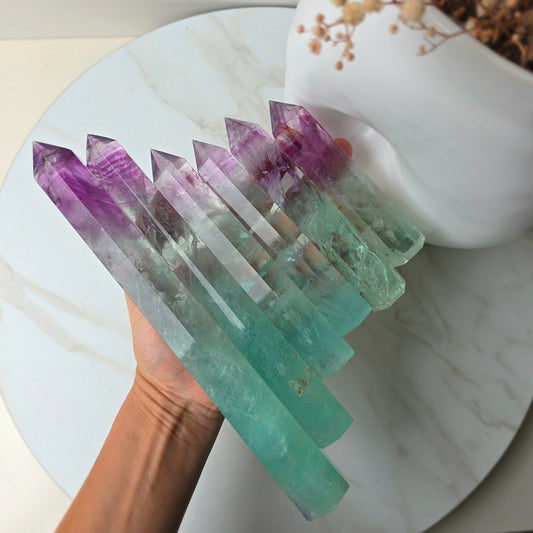 Watermelon Rainbow Fluorite Crystal Tower Point Obelisk High Quality