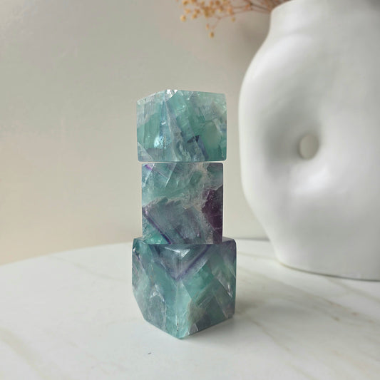 Rainbow Fluorite Crystal Cube