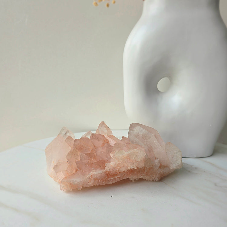 Pink Himalayan Crystal Quartz Cluster with Lemurian Inclusion High Quality AAA 3